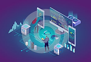 Financial analytics isometric vector illustration