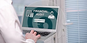 Financial audit concept on a laptop screen