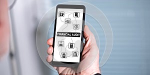 Financial audit concept on a smartphone