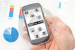 Financial audit concept on a smartphone