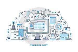 Financial Audit Line Illustration
