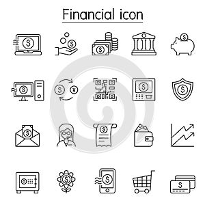 Financial & Banking icon set in thin line style