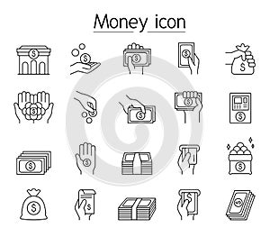 Financial & banking icon set in thin line style