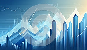 Financial blue chart background. Financial blue chart stat background and arrows