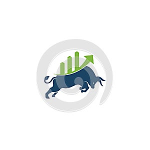 Financial bull logo design. Trade Bull Chart, finance logo.
