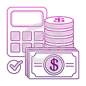Financial business concept with hand drawn outline doodle style