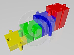 Financial business rate from puzzle pieces on white