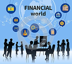 Financial business world concept composition