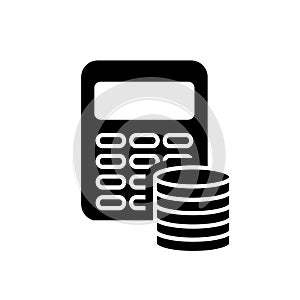 Financial calculation icon on a white background.