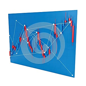 Financial candlestick chart pattern isolated on transparent background