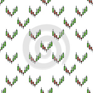 Financial Candlestick Chart vector colored seamless pattern