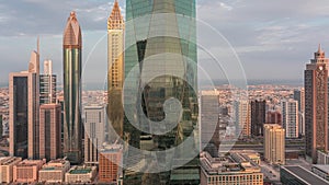 Financial center of Dubai city with luxury skyscrapers morning timelapse, Dubai, United Arab Emirates