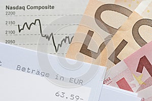 Financiero cuadro cuenta declaración a euro 