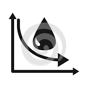 Financial chart downward arrow trade crisis economy, oil price crash silhouette style icon