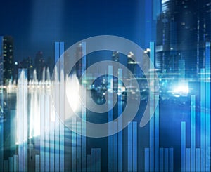 Financial chart on dubai background.