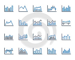 Financial chart line icons. Candle stick graph. Vector