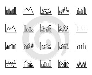 Financial charts line icons. Candle stick graph. Vector