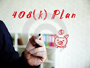 Financial concept about 408k Plan with phrase on the piece of paper