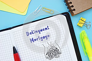 Financial concept about Delinquent Mortgage with inscription on the sheet