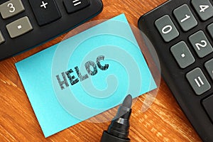 Financial concept about HELOC with sign on the page