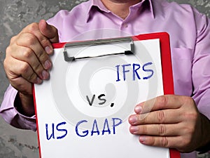 Financial concept about International Financial Reporting Standards IFRS vs. US GAAP Generally Accepted Accounting Principles