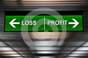 Financial concept. Loss and Profit Arrows sign, indicated stock market photo