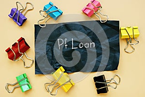 Financial concept meaning Pf Loan with phrase on the page