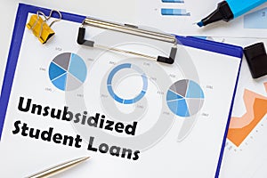 Financial concept meaning Unsubsidized Student Loans with inscription on the piece of paper