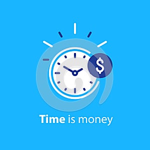 Financial concept, money investment, time is money line icon