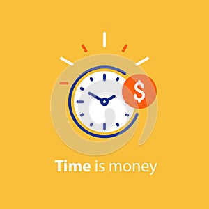 Financial concept, money investment, time is money line icon