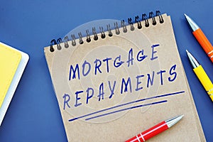 Financial concept about Mortgage Repayments with inscription on the piece of paper