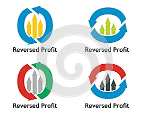 Financial concept. Reversed profit sign