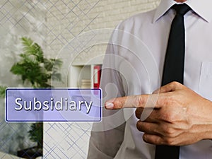 Financial concept about Subsidiary with inscription on the page photo