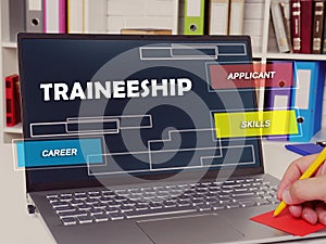 Financial concept about  traineeship applicant skills career with inscription on the sheet photo