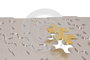 Financial conceptï¼Œmetal puzzle Isolated On White Background, 3D rendering. 3D illustration