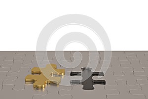 Financial conceptï¼Œmetal puzzle Isolated On White Background, 3D rendering. 3D illustration