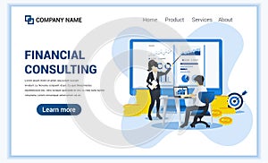 Financial Consulting concept. Consultant presenting data and report financial on screen. Can use for web banner, infographics,