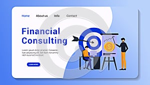 financial consulting landing page template graphic design illustration