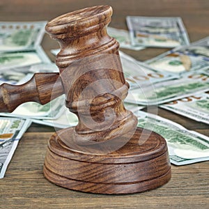 Financial Crime or Auction Concept With Gavel And Money Background