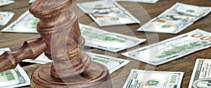 Financial Crime or Auction Concept With Gavel And Money Background