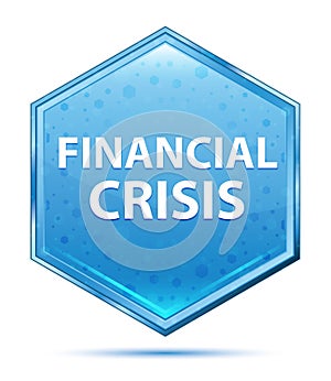 Financial Crisis crystal blue hexagon button