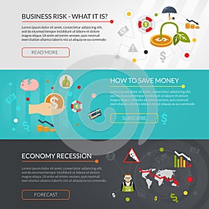 Financial Crisis Flat Interactive  Banners Set