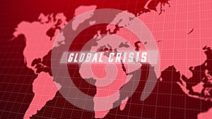 Financial crisis, global recession, stoks markets down and economy crash on digital world map.