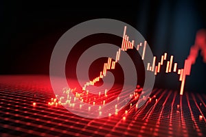 Financial Crisis. An illustration of a red chart depicting a recession and economic turmoil, with a downward trend. Ai generated