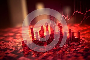 Financial Crisis. An illustration of a red chart depicting a recession and economic turmoil, with a downward trend. Ai generated