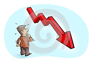 Financial crisis , stock market plunge. businessman looking at descending graph