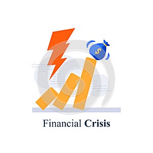Financial crisis, unexpected stock market drop, money loss, capital devaluation, risky investment strategy