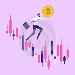Financial crypto currency market rising and falling concept
