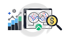 Financial Data Analytics Graph, Business Insight Vector Graphic Design, vector design Generative AI