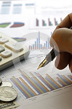 Financial data analyzing - Stock Image